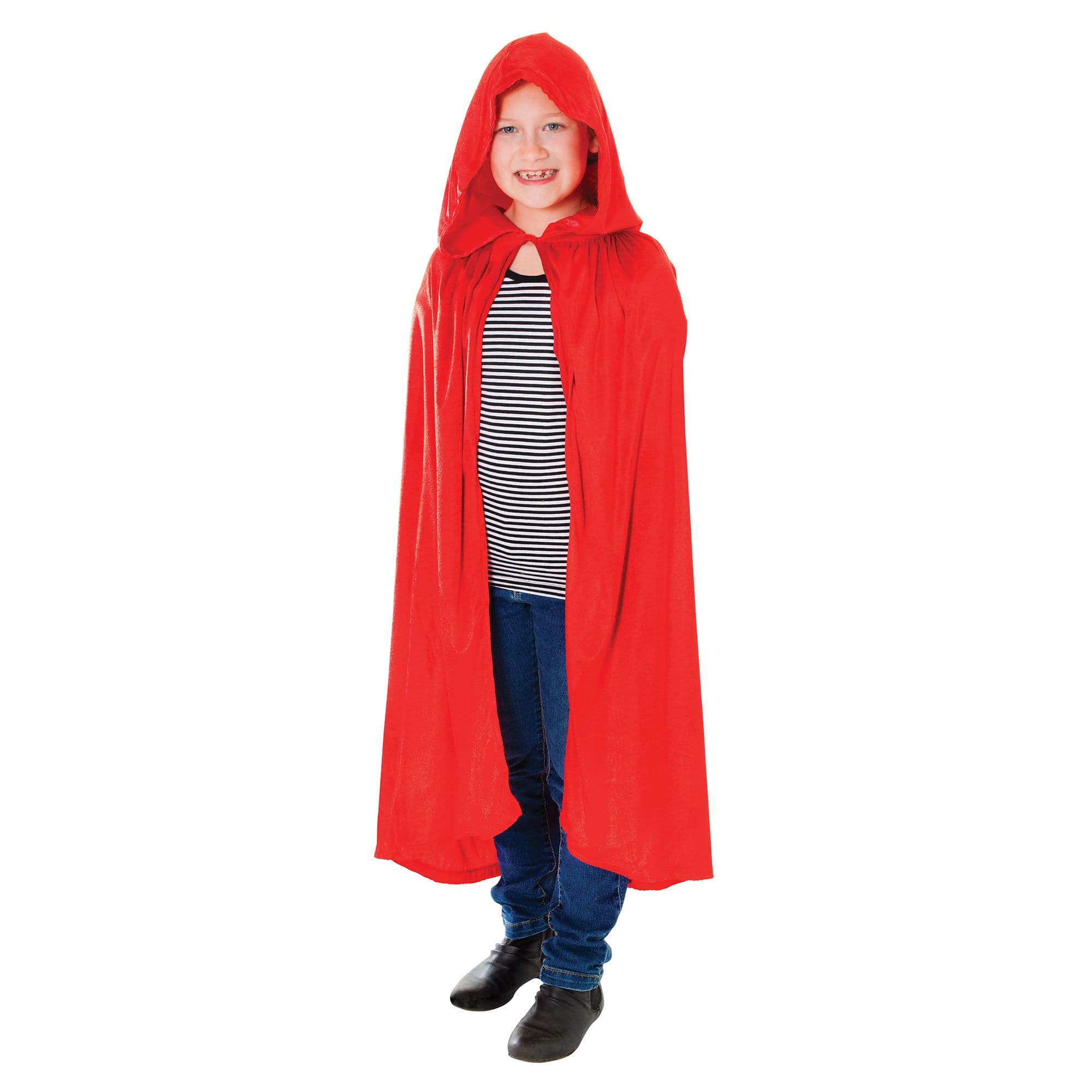Childrens Red Hooded Cloak Cape Costume